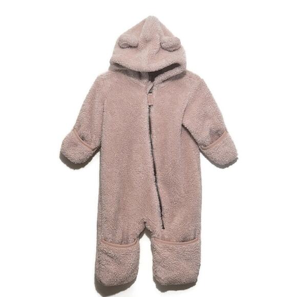Hanna Andersson Sherpa Teddy Bear Hooded Zip Front Bunting Snowsuit Size 6-12M - Picture 6 of 11